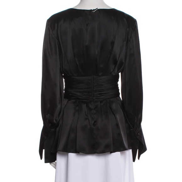 Prabal Gurung Black Jimile Twist Front Silk Blouse - Picture 4 of 5